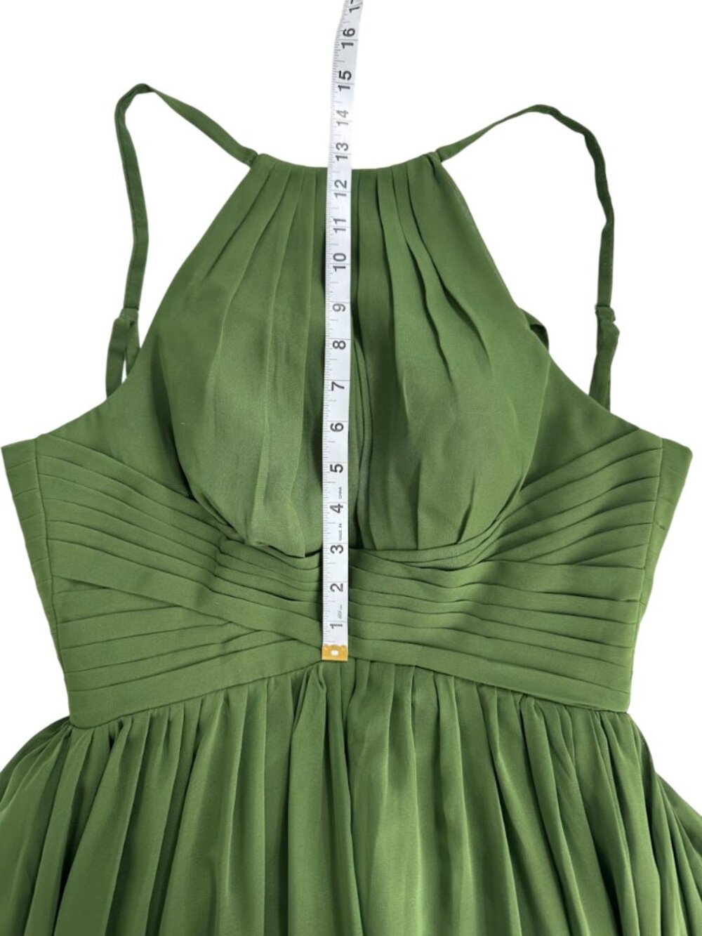 Green A-Line Chiffon Halter Maxi Dress Formal Prom Bridesmaid Size 2 - Picture 8 of 14